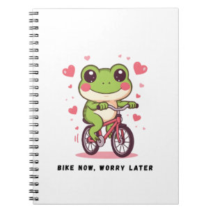 Caderno Espiral Sapo Fofo Andando de Bicicleta Presente Divertid