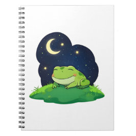 Caderno Espiral Sapo Fofo de Observação de Estrelas Design Kawaii