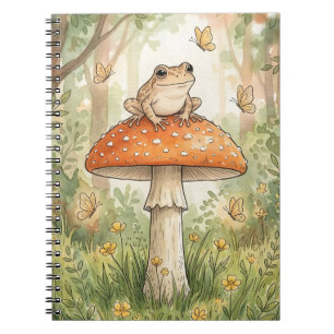 Caderno Espiral Sapo Fofo em Cogumelo Woodland Cottagecore