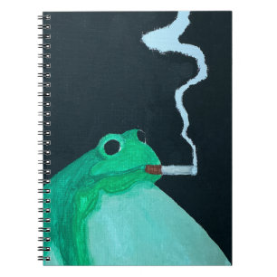 Caderno Espiral Sapo Fumante Engraçado Animal Meme Excêntric