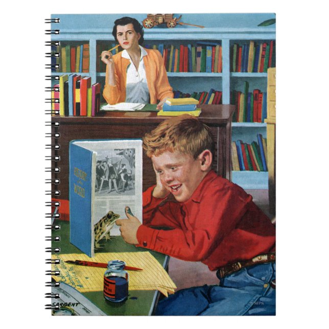 Caderno Espiral Sapo na biblioteca (Frente)