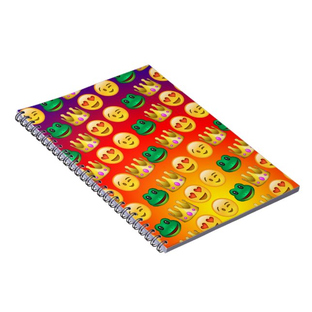 Caderno Espiral Sapo & princesa Emojis Teste padrão (Lado Direito)