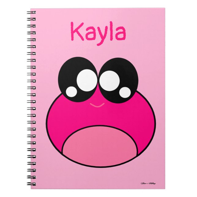 Caderno Espiral Sapo Rosa Kawaii (Frente)