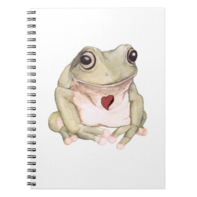 Caderno Espiral Sapo verde desenhado à mão (Frente)