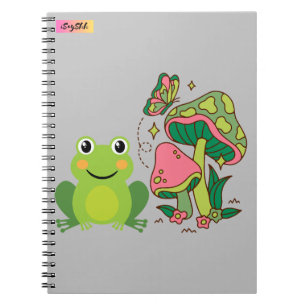 Caderno Espiral sapos, cogumelos e borboletas