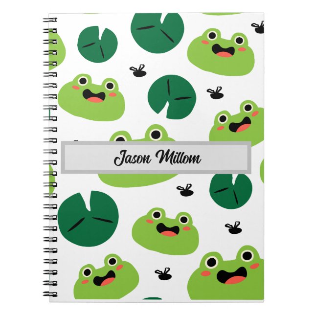 Caderno Espiral Sapos e abelhas lindas personalizadas com o nome d (Frente)