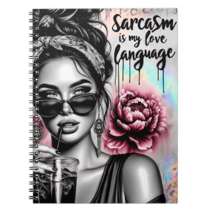 Caderno Espiral Sarcasm é a minha língua de amor, mulher infeliz,