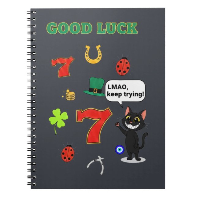 Caderno Espiral Sarcastic black cat  and Lucky charms (Frente)