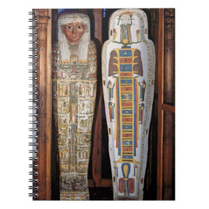 Caderno Espiral Sarcófago egípcio coberto com os hieroglyphics (