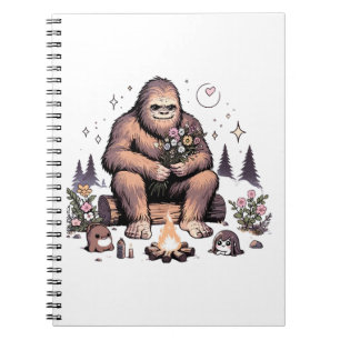 Caderno Espiral Sasquatch Segurando Flores