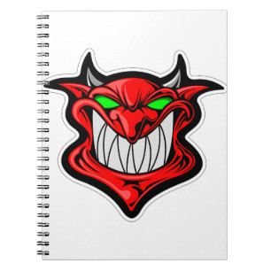 Caderno Espiral Satã de rosto de um demônio de desenho animado