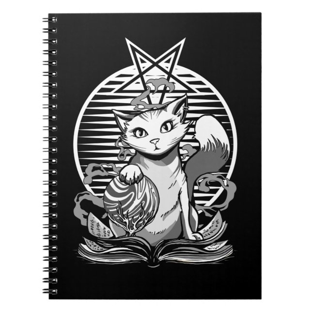 Caderno Espiral Satã Gato Fortune Teller Witchy Gótico Kitten (Frente)
