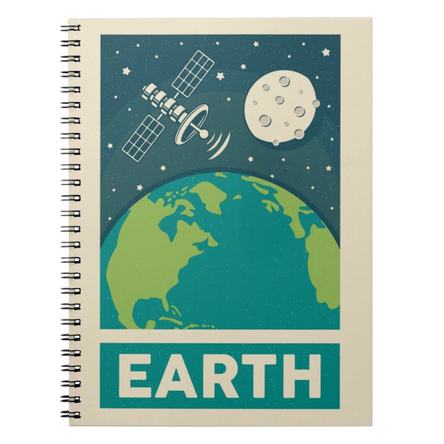 Caderno Espiral Satélite de Galáxia Retroativa da Terra (Frente)