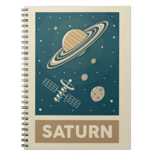 Caderno Espiral Satélite Saturn Retro Galaxy