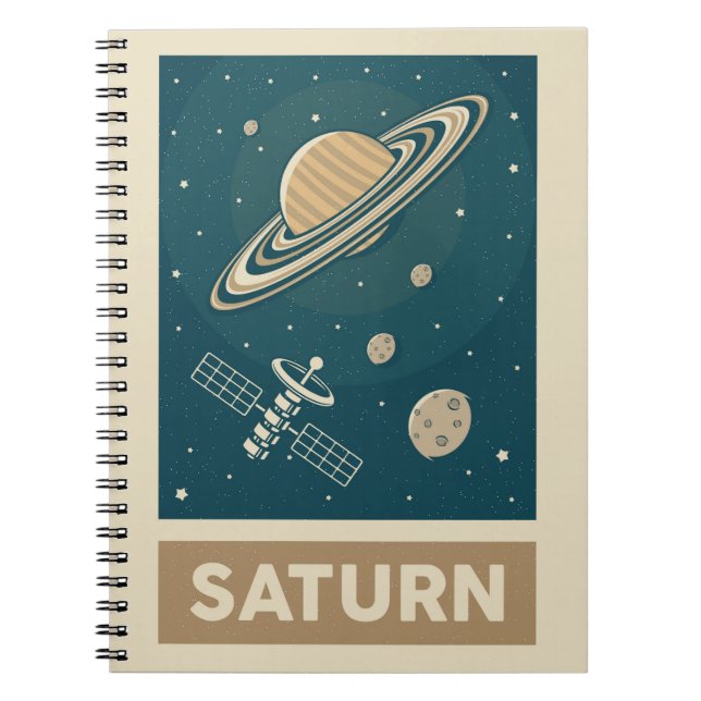 Caderno Espiral Satélite Saturn Retro Galaxy (Frente)