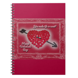 Caderno Espiral Saudação do Dia de os namorados Candy Heart
