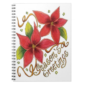 Caderno Espiral Saudações da temporada de Natal fofa com Poinsetti