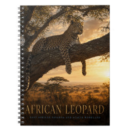 Caderno Espiral Savana de Acácia com Leopardo Africano ANIMAIS