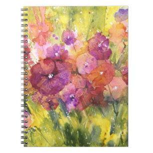 Caderno Espiral Scarlet Lilac: Vintage Garden Watercolor.