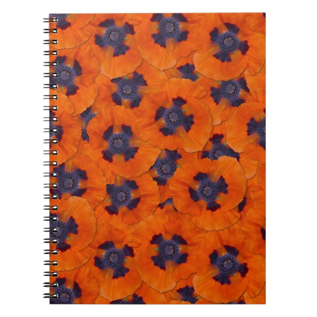 Caderno Espiral Scarlet Orange Poppy Sem Costura (Frente)