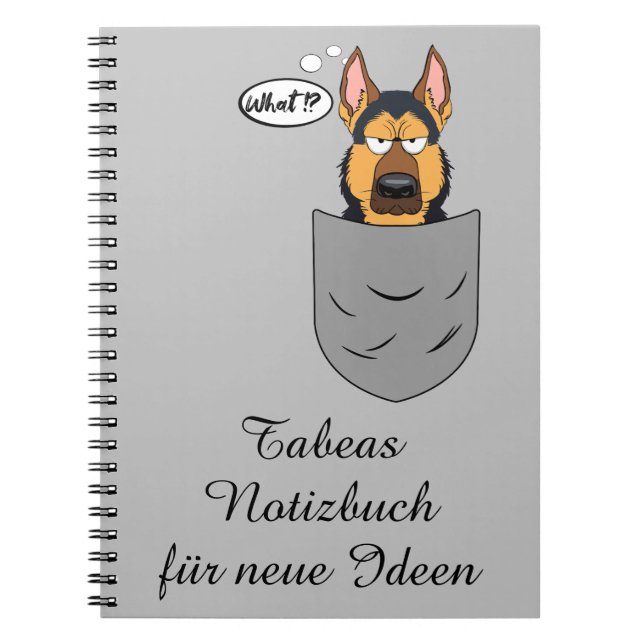 Caderno Espiral Schäferhund in Brusttasche, lustig (Frente)