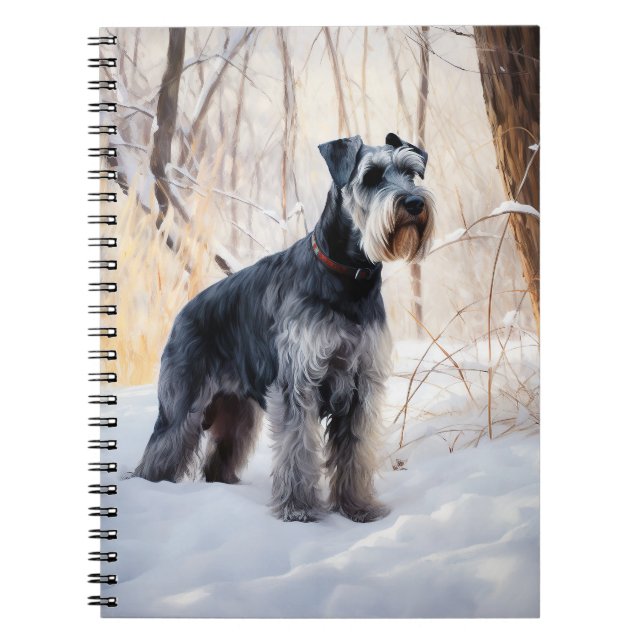 Caderno Espiral Schnauzer Deixar nevar o Natal (Frente)