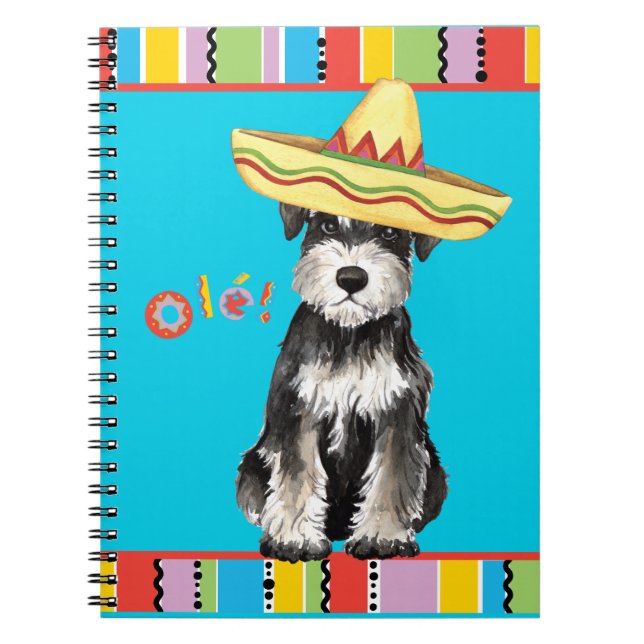 Caderno Espiral Schnauzer diminuto da festa (Frente)