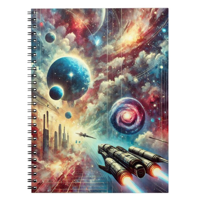 Caderno Espiral Sci-Fi Adventure Galactic Space Design (Frente)