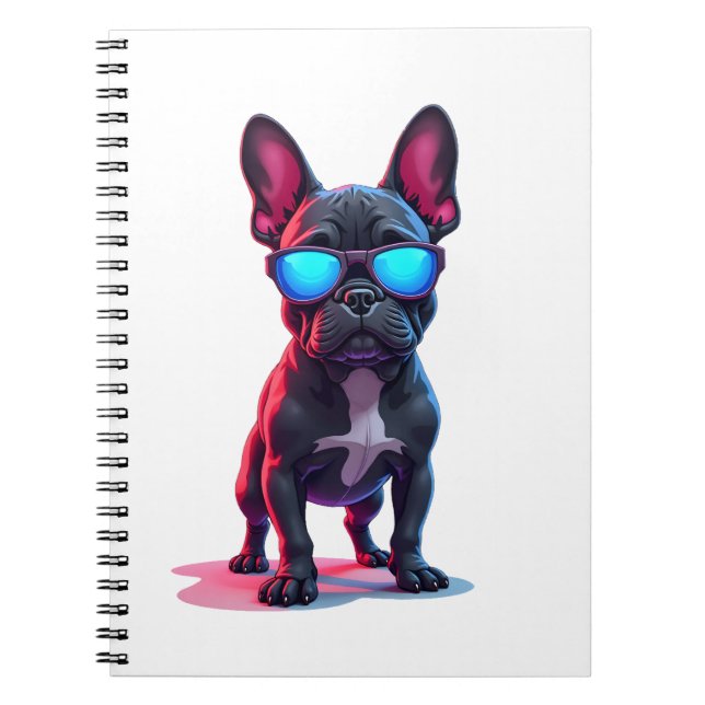 Caderno Espiral SciFi Bulldog Francês Vestindo óculos escuros Lega (Frente)