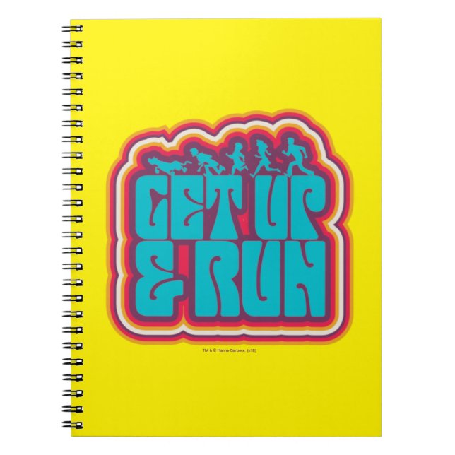 Caderno Espiral Scooby e o gráfico "Get Up & Run" da gangue (Frente)