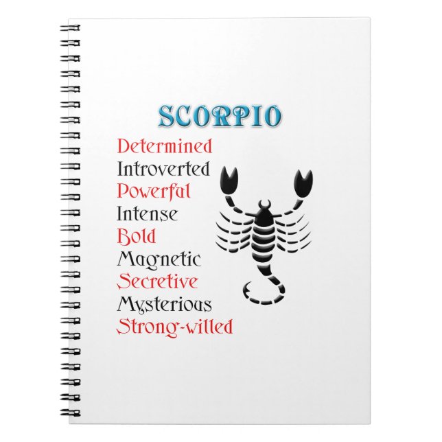 Caderno Espiral Scorpio Horoscope Sinal Zodiac (Frente)