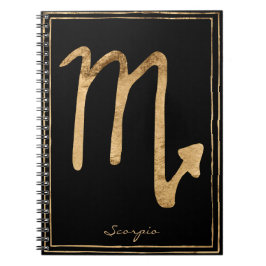 Caderno Espiral Scorpio martelava ouro estilizado símbolo de astro