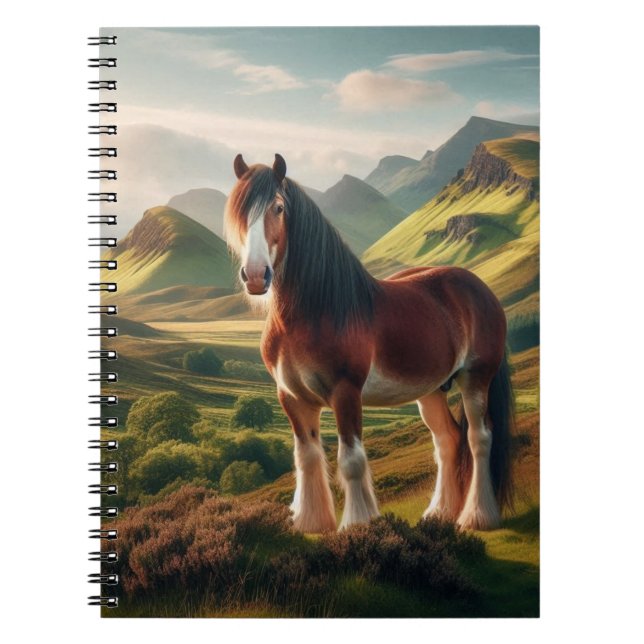 Caderno Espiral Scotland highlands Clydesdale horse (Frente)