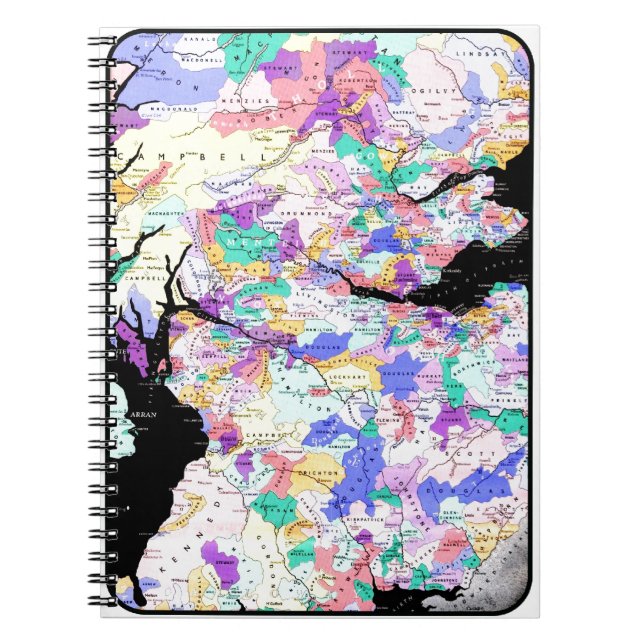 Caderno Espiral Scotland Map Scottish Clans Photo (Frente)