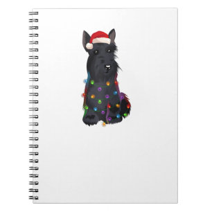 Caderno Espiral Scottish Terrier Christmas Lights Xmas Dog R