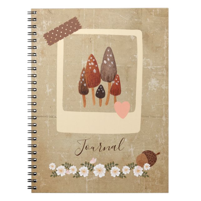 Caderno Espiral Scrapbook Style Mini Mushrooms (Frente)