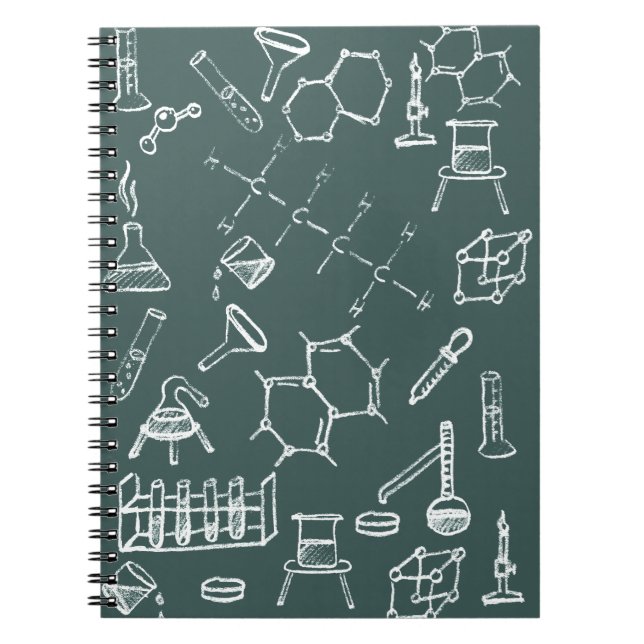 Caderno Espiral Scribbles químicos do equipamento de laboratório (Frente)