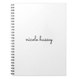 Caderno Espiral Script Branco | Na moda Monograma Moderno Minimali