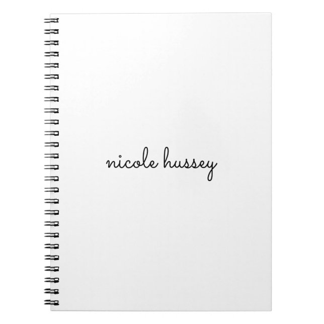 Caderno Espiral Script Branco | Na moda Monograma Moderno Minimali (Frente)