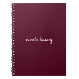 Caderno Espiral Script Burgundy | Na moda Monograma Moderno