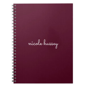 Caderno Espiral Script Burgundy   Na moda Monograma Moderno