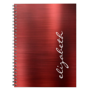 Caderno Espiral Script de Assinatura de Metal Brutado Vermelho Rub