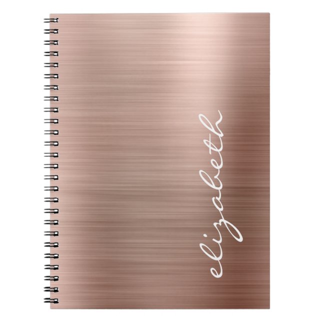 Caderno Espiral Script de Assinatura Personalizada Metálica Dourad (Frente)