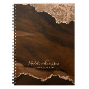 Caderno Espiral Script de Geodo de Agato de Velvet Dourado Glam Ru