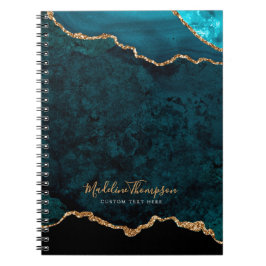 Caderno Espiral Script Dourado de Geode Agato de Teal Glam