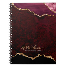 Caderno Espiral Script Dourado de Geode Agato do Glam Burgundy Vel