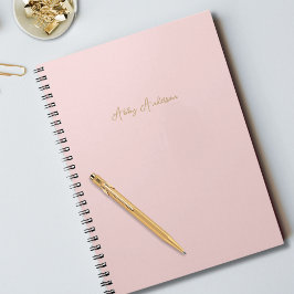 Caderno Espiral Script Dourado Mínimo Moderno Simples | Cor de Ros