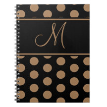 Script Monograma - Bolinhas castanhas em preto