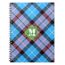 Script Monograma Personalizado de Tartan Azul-Rosa