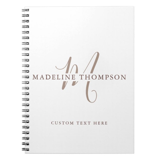 Caderno Espiral Script Monogramado Bege Calor (Frente)